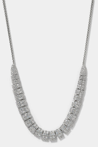 CRUSHED PAVE FRONTAL NECKLACE IN RHODIUM PLATING