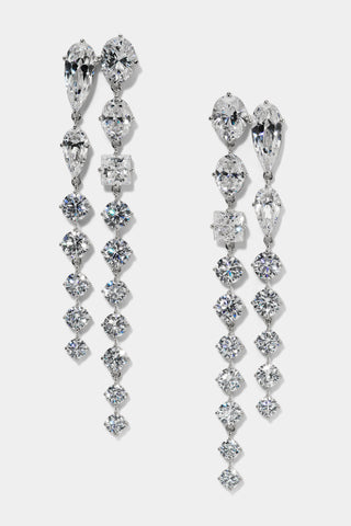 LUCIA DOUBLE LINEAR EARRINGS IN RHODIUM PLATING