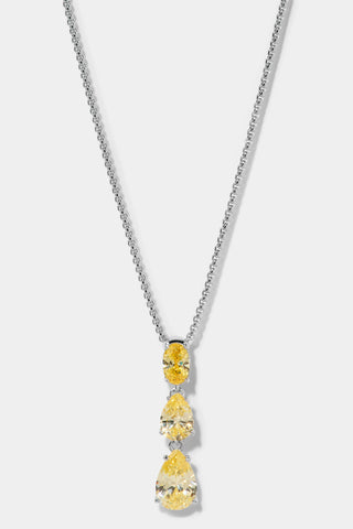 NATURAL BEAUTY YELLOW SHORT Y NECKLACE IN RHODIUM PLATING