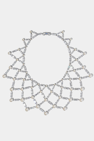 INGRID XL NETTING NECKLACE IN RHODIUM PLATING